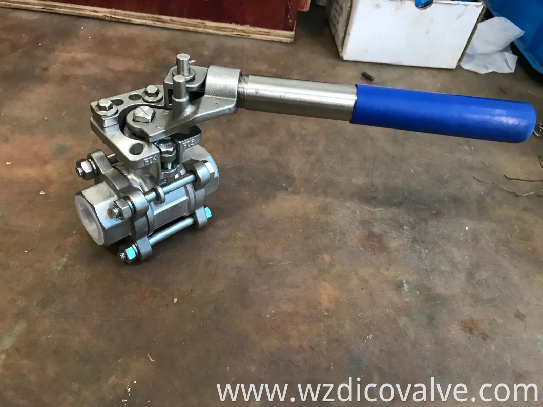 Material de construcción de fundición de inversión DICO de acero inoxidable NPT Spring Return Many 3pc Ball Valve